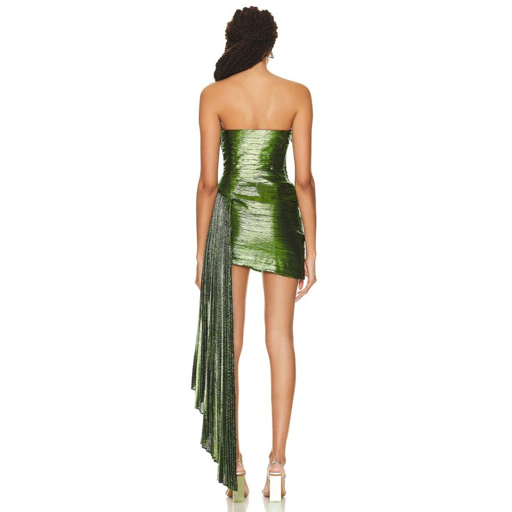 retrofete Daniele Dress in Lime Green Metallic - Picture 4 of 5